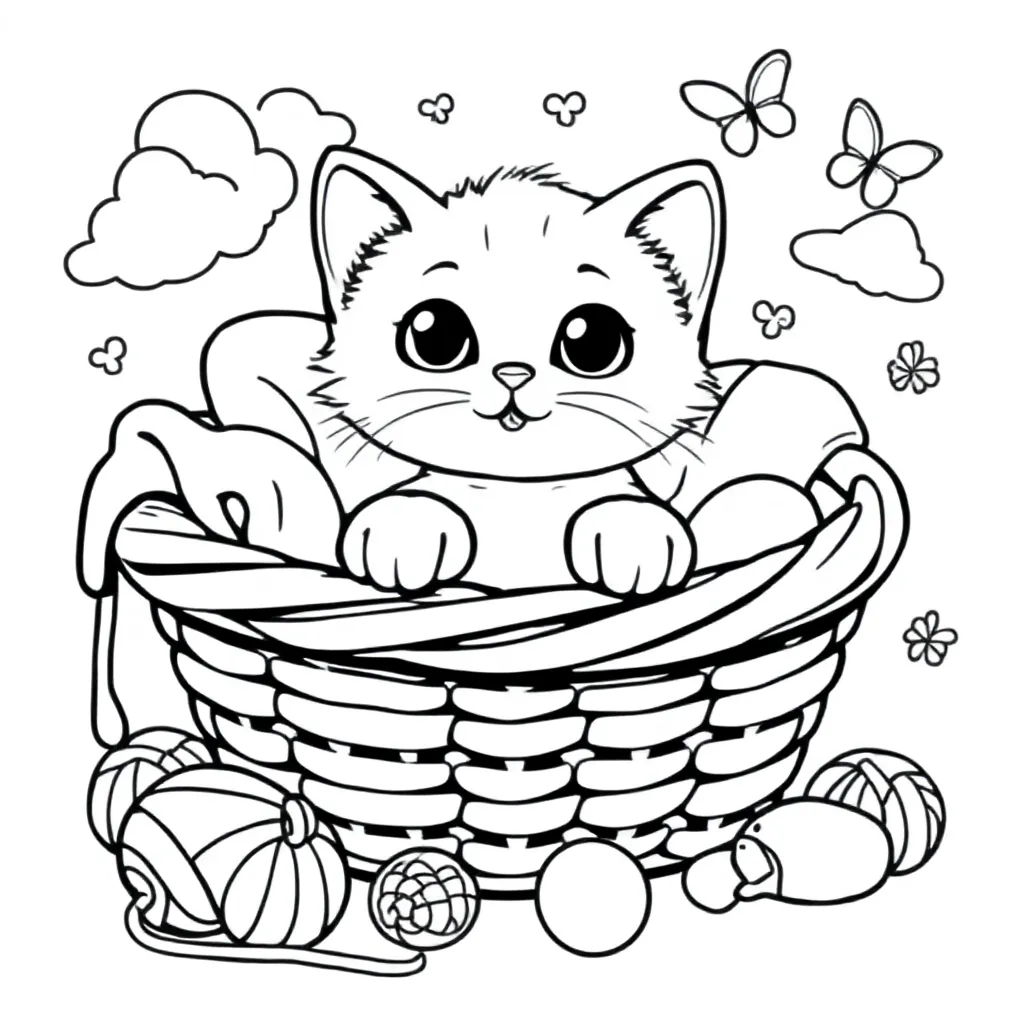Kitten coloring page for children