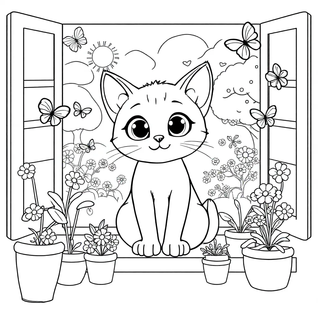 Kitten coloring page for children