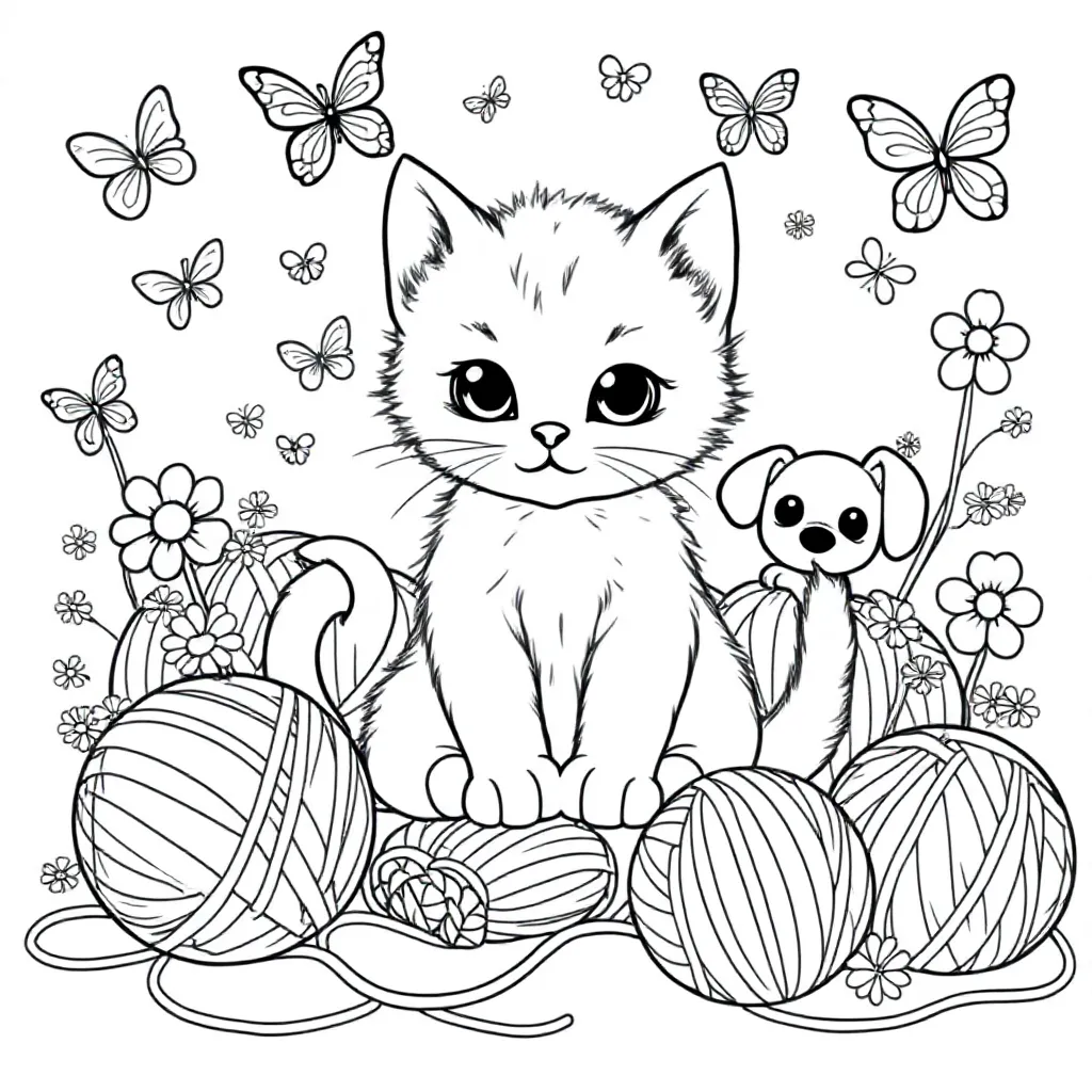 Kitten coloring page for children