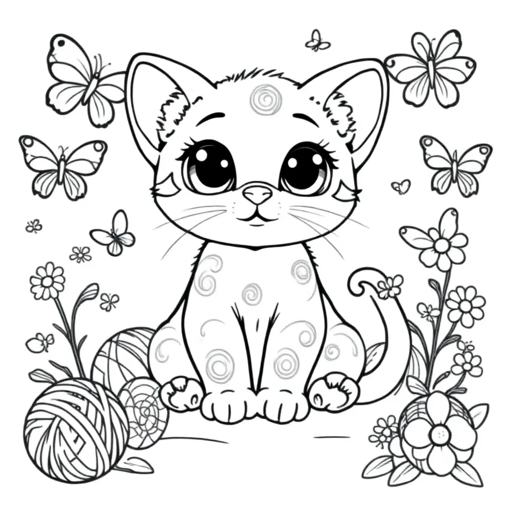Kitten coloring page for children