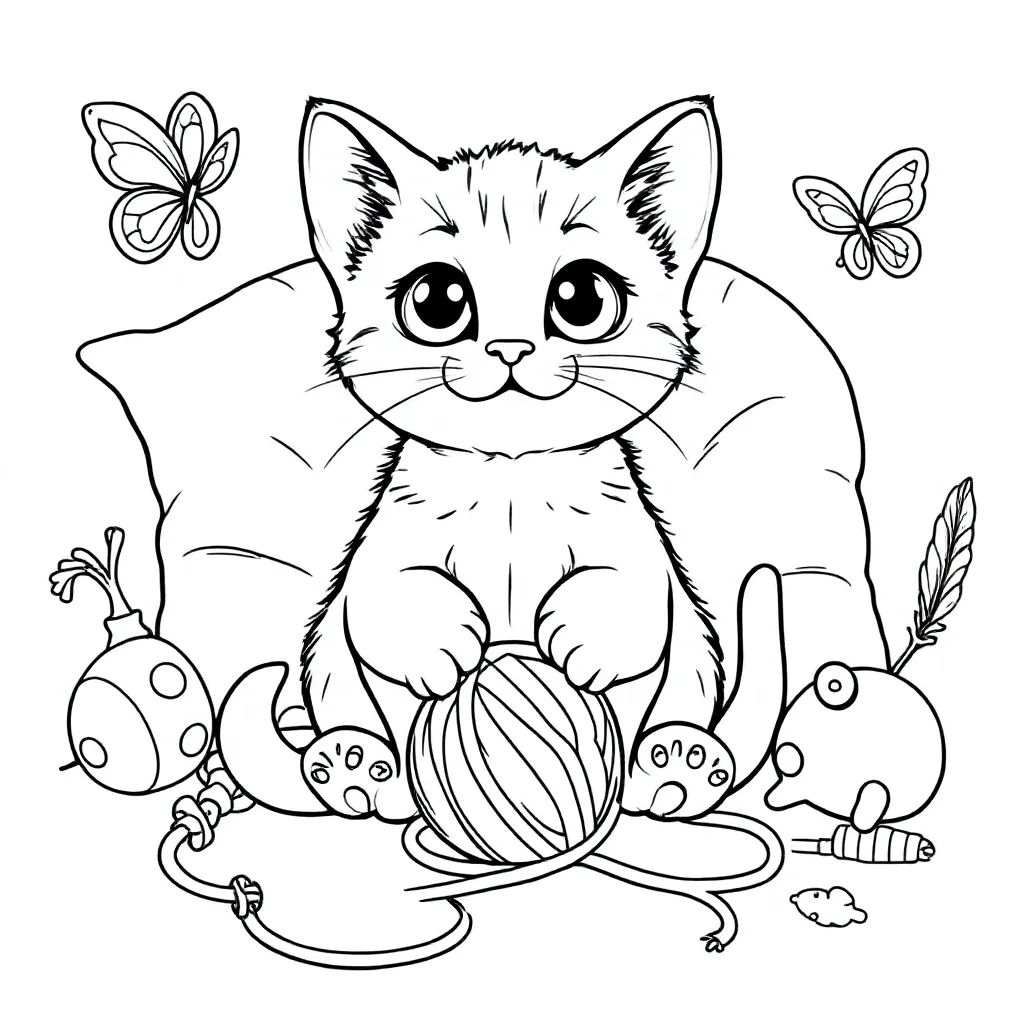Kitten coloring page for children