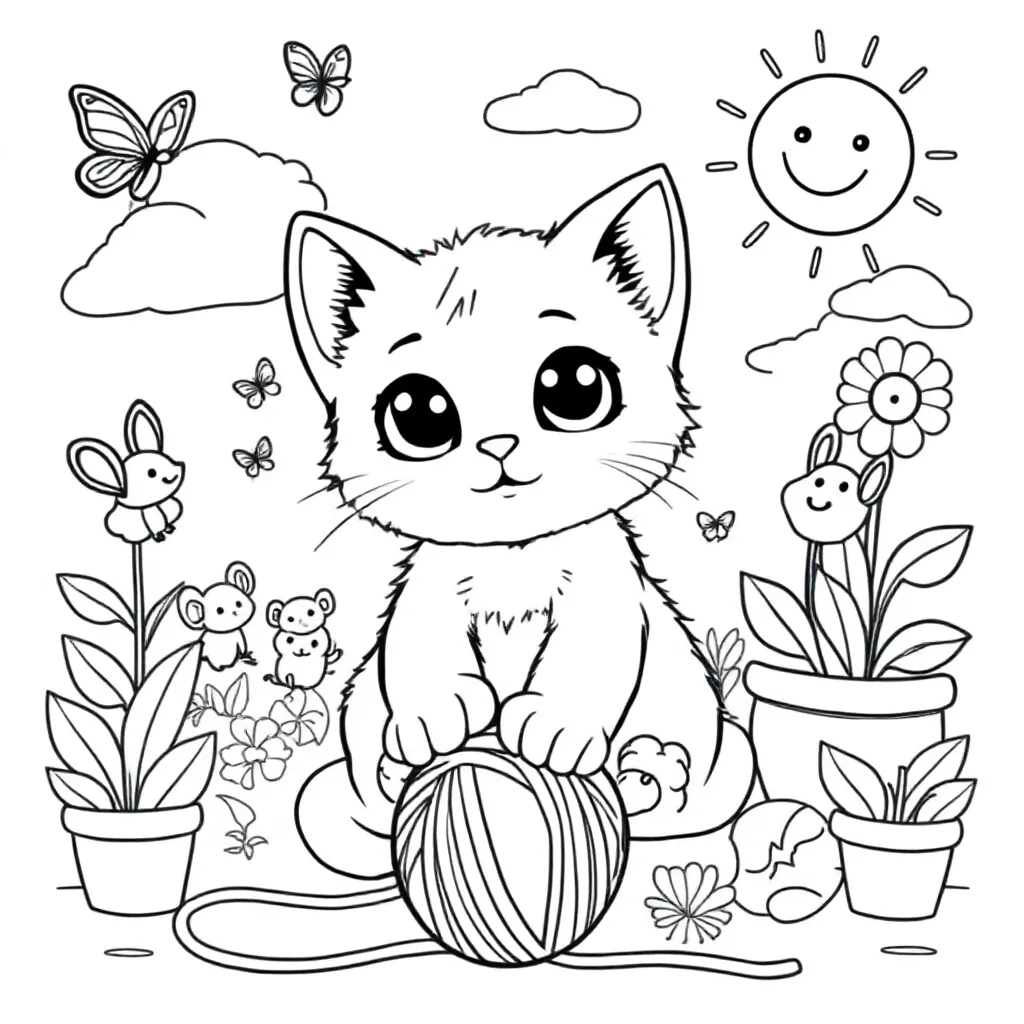 Kitten coloring page for children
