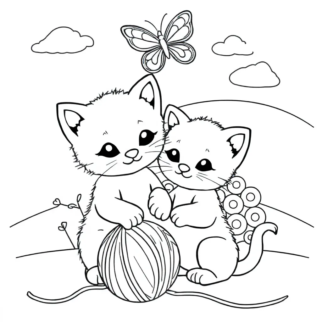 kittens kleurplaat voor kinderen