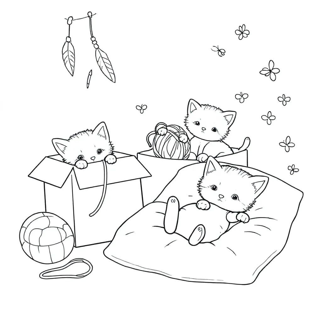 Kittens coloring page for children