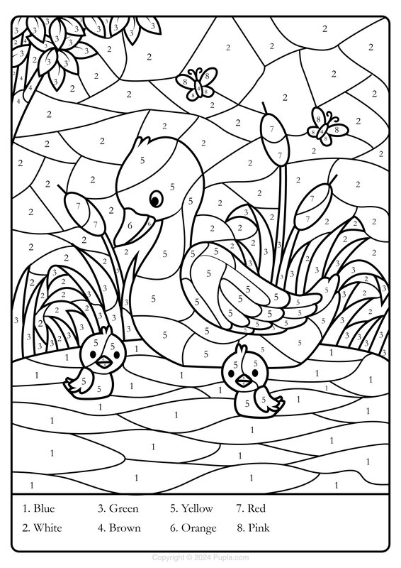 Kleur Op Nummer Eenden coloring page for children