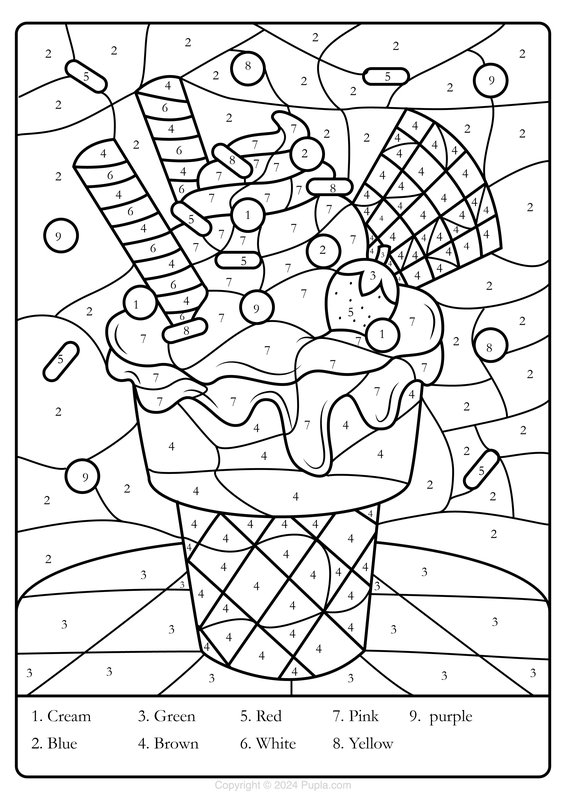 Kleur Op Nummer Ijs coloring page for children