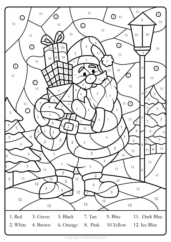 Kleur op nummer Kerstman coloring page for children