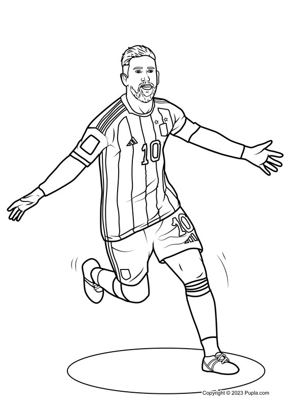 Lionel Messi Viert Feest Na Een Doelpunt coloring page for children