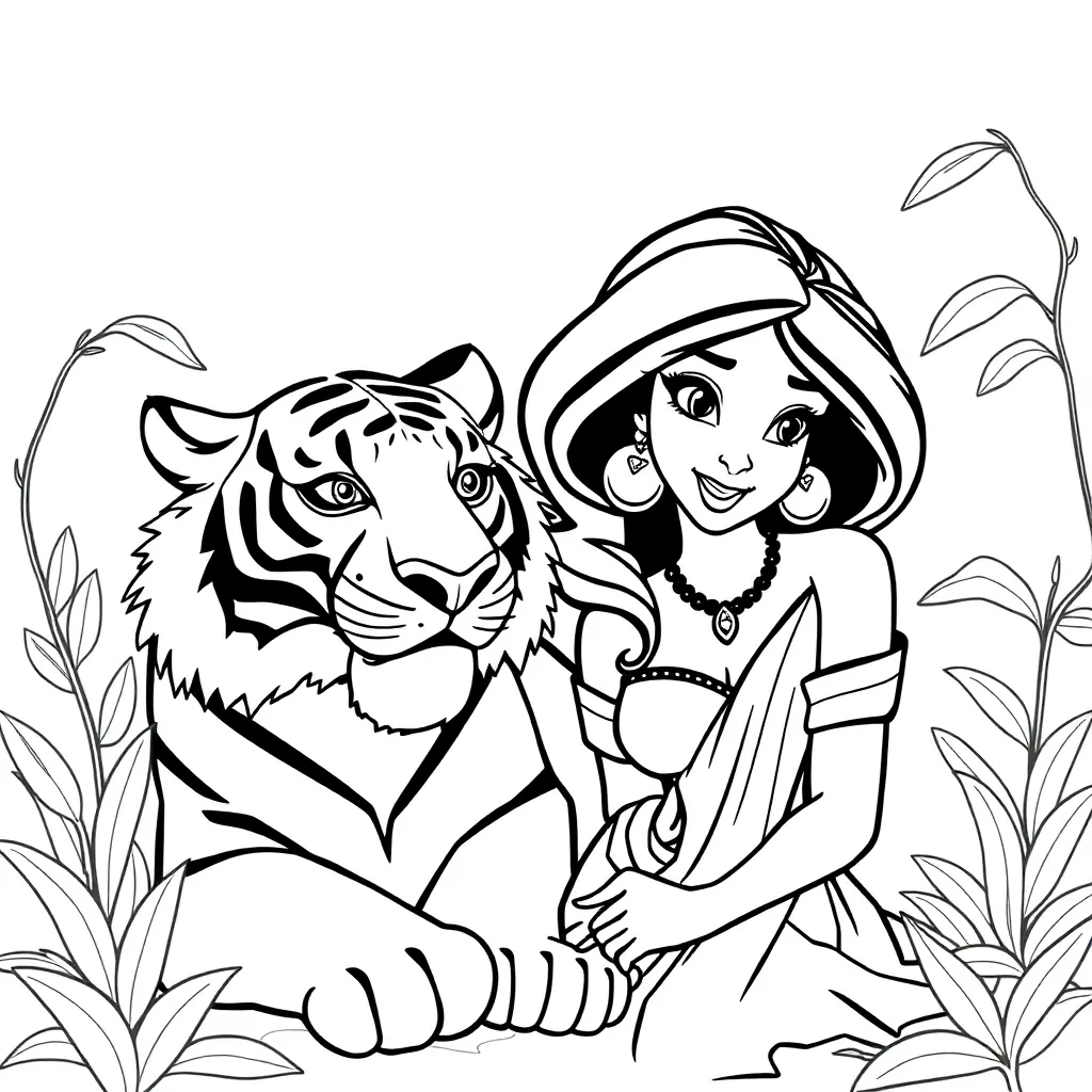Jasmine coloring page for children
