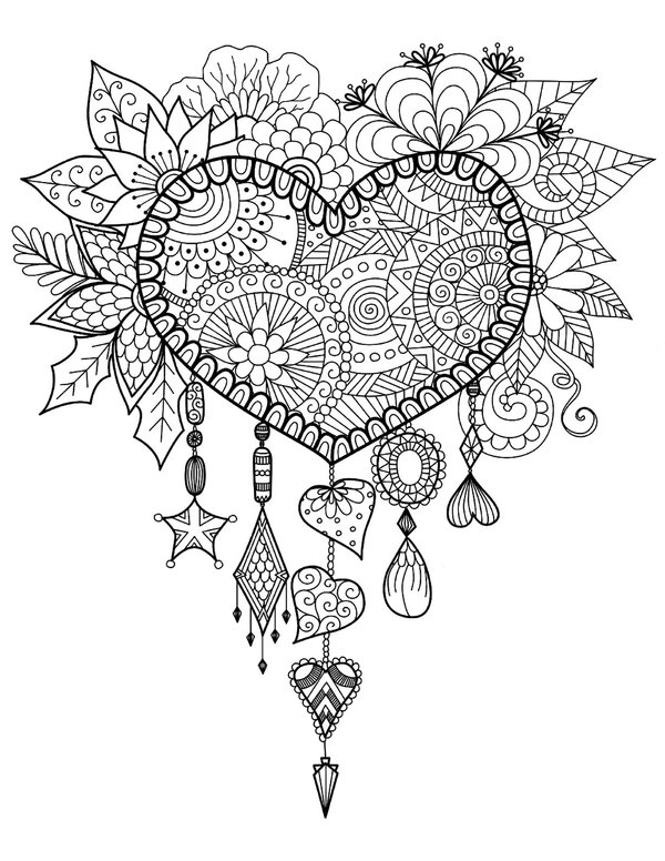 Zentangle Corazón Adultos coloring page for children