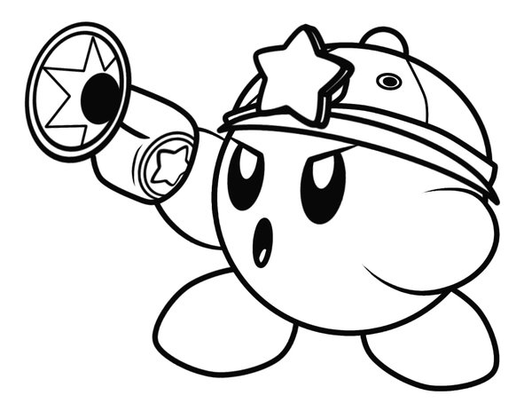 Kirby Con Una Pistola coloring page for children