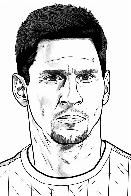 Lionel Messi Headshot Realista coloring page for children
