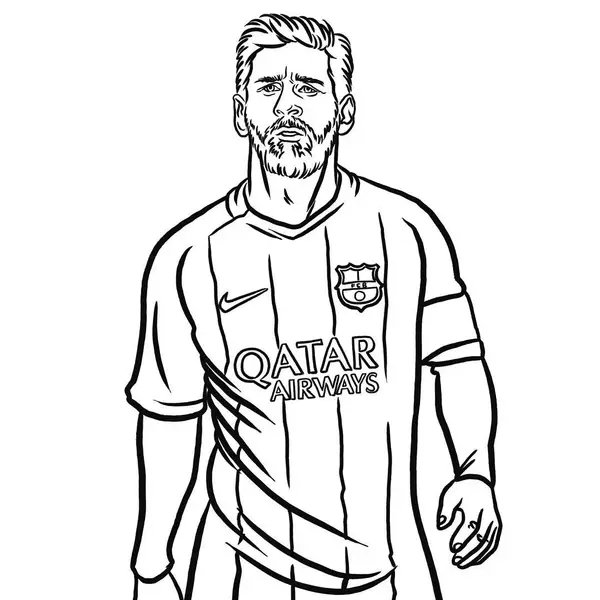 Lionel Messi Con La Camiseta Del Barcelona coloring page for children