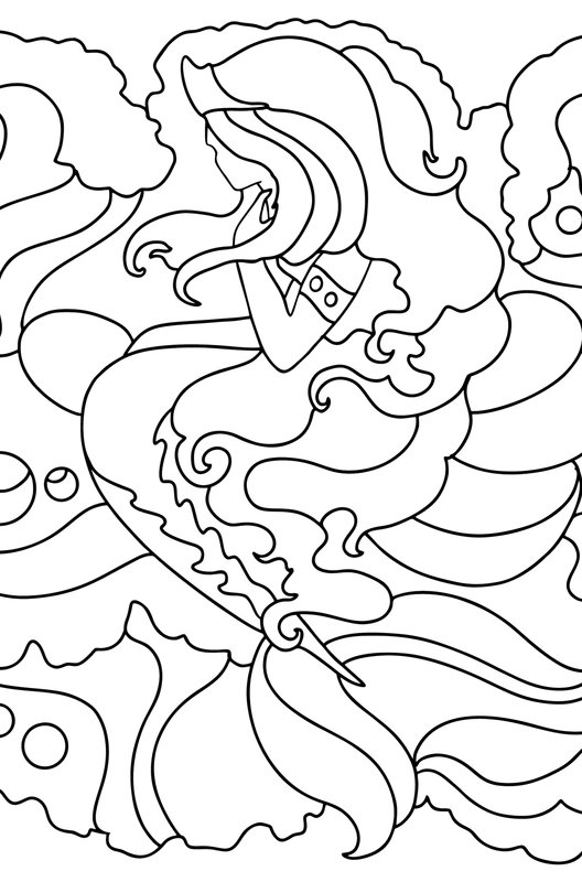 Sirène avec couronne Adultes coloring page for children
