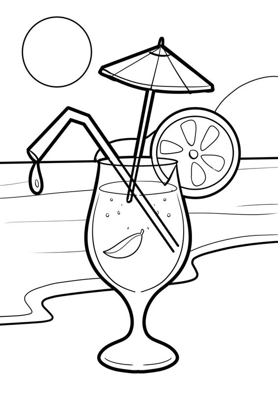 Sommer Strand Cocktail coloring page for children