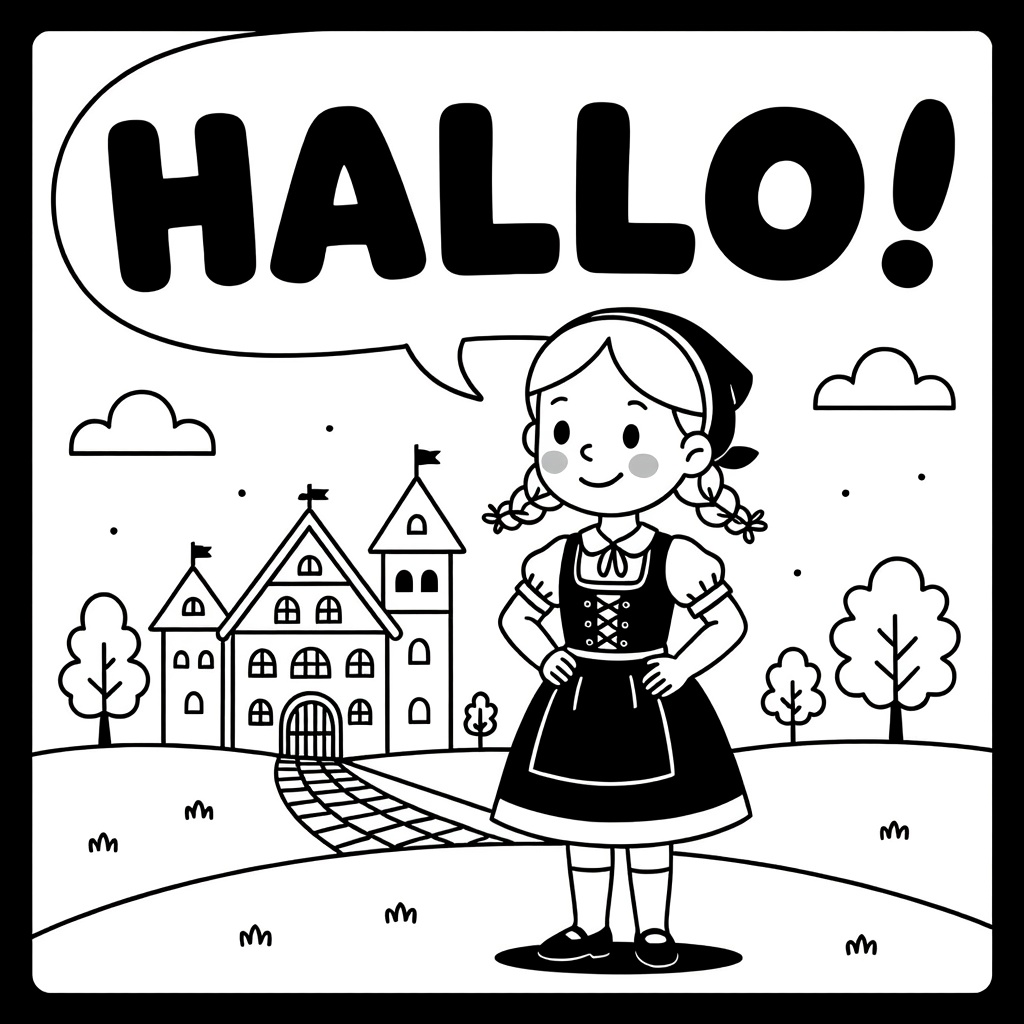 Duitsmeisje kleurplaten voorbeeld