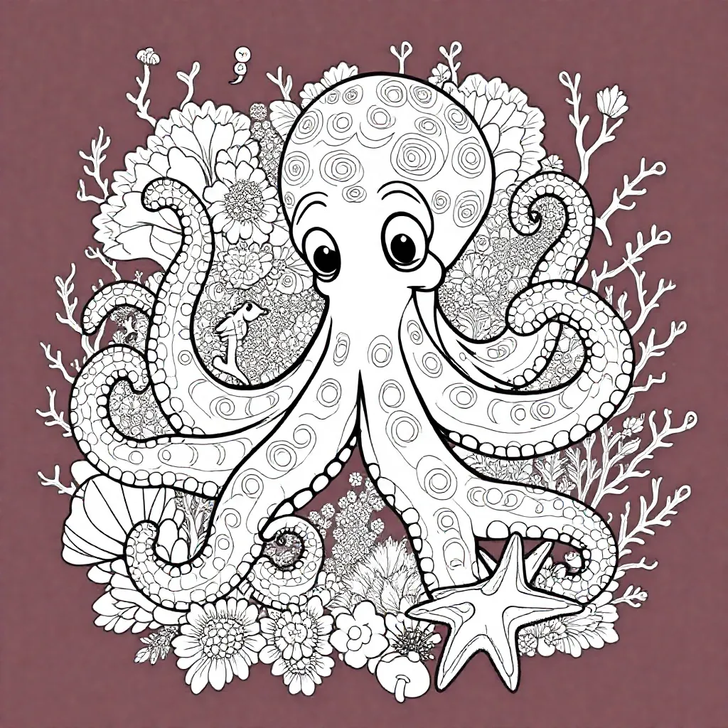 octopus kleurplaat voor kinderen
