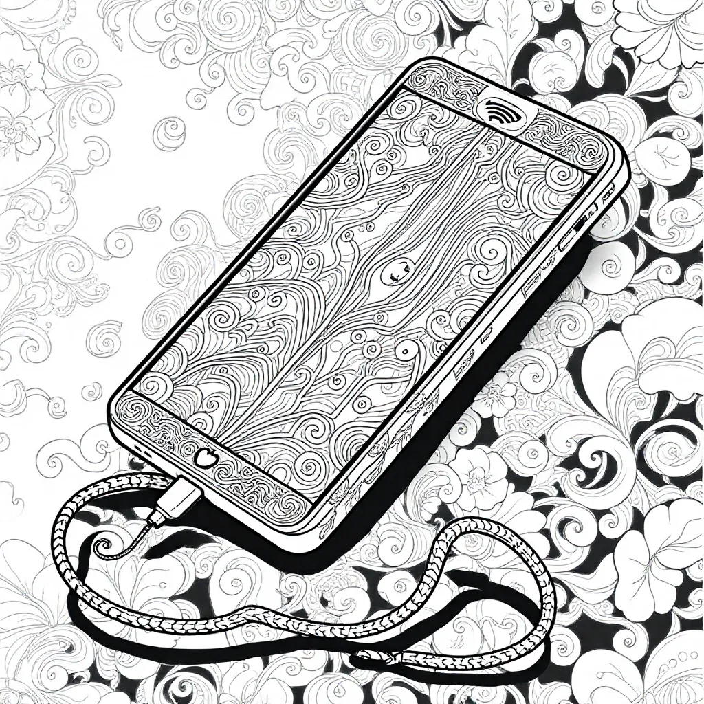 un smartphone coloring page for children