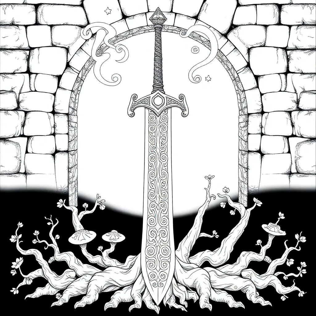 A huge sword coloring page for children