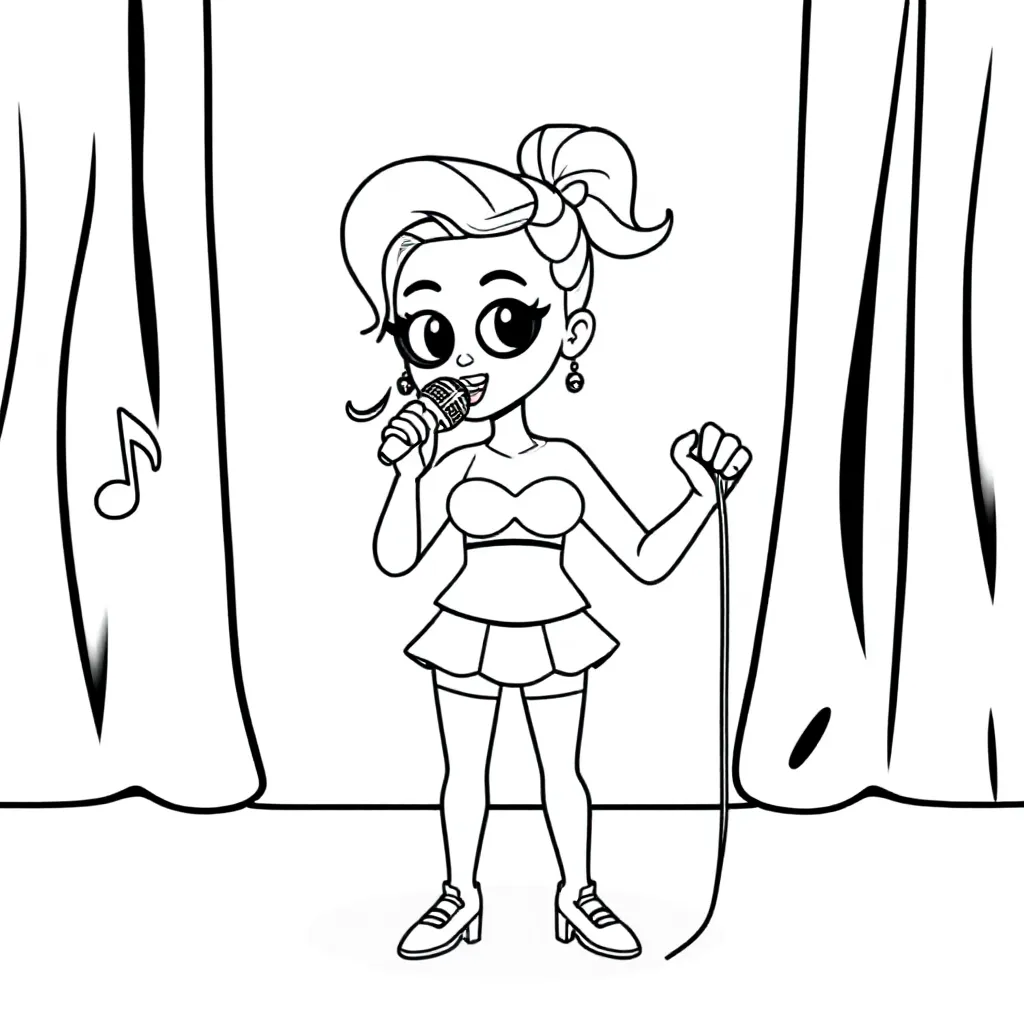 lady Gaga mit microfon coloring page for children