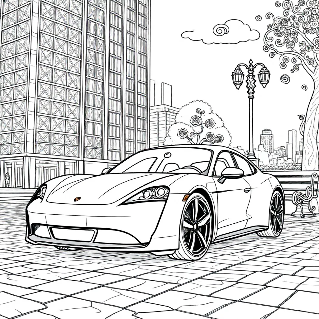 Porsche Taycan coloring page for children