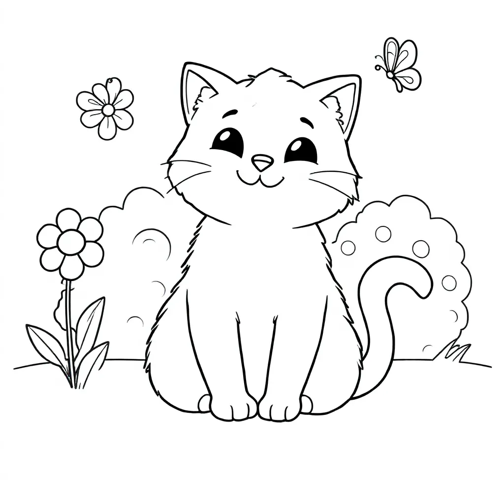 Schattige kat coloring page for children