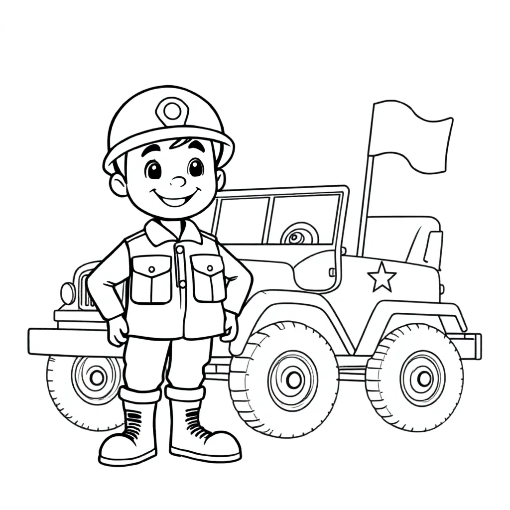 militar kleurplaat voor kinderen