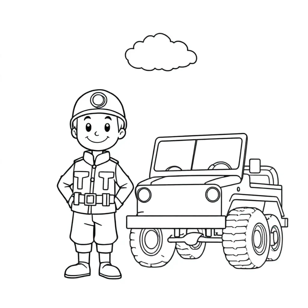 militar kleurplaat voor kinderen