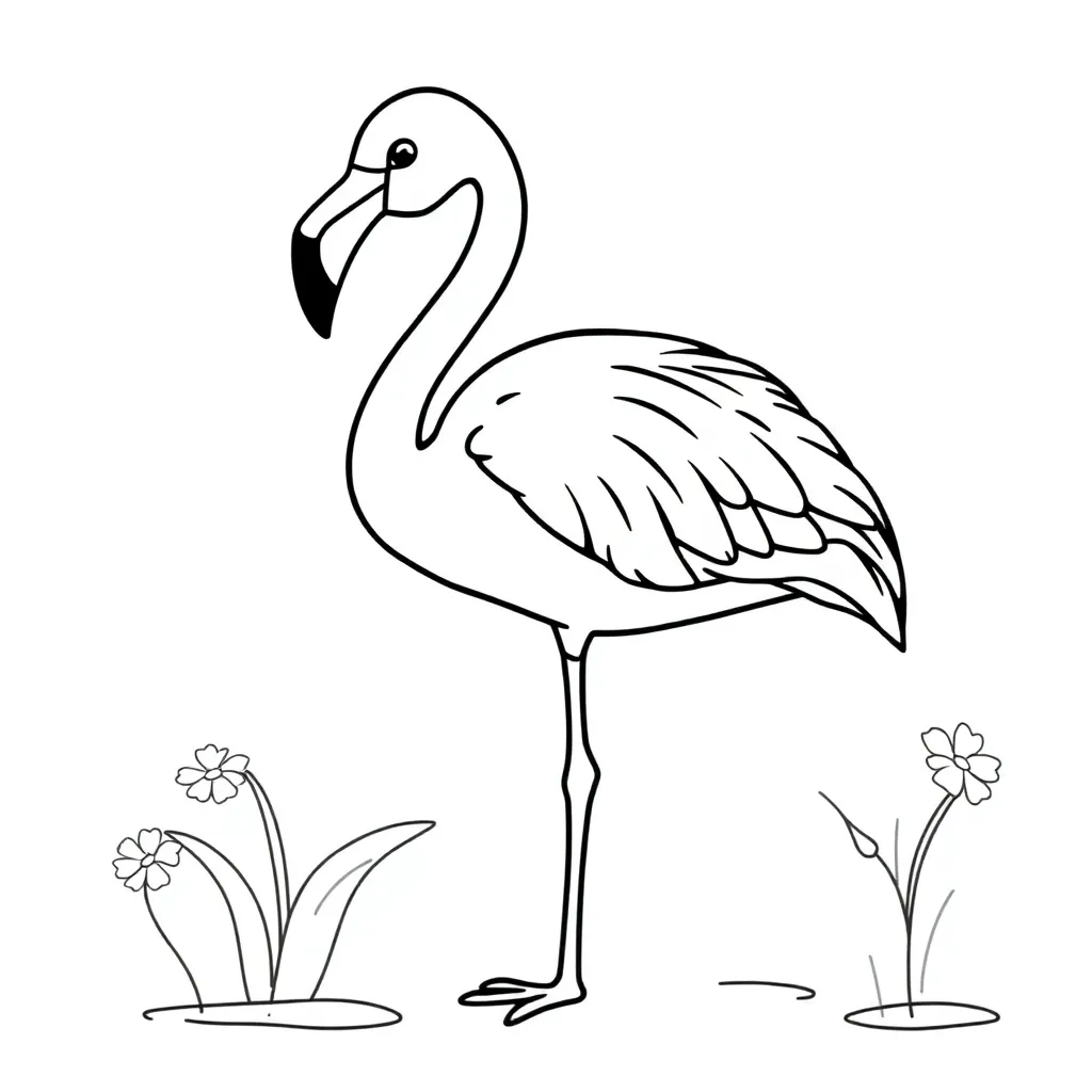 Flamingo Roze Vogel Tropisch Elegant coloring page for children