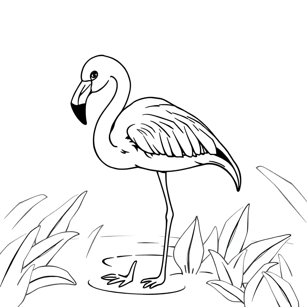 Flamingo Roze Tropisch Vogel Natuur coloring page for children