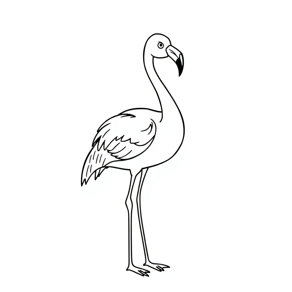 Flamingo Roze Vogel Tropisch Elegant coloring page for children