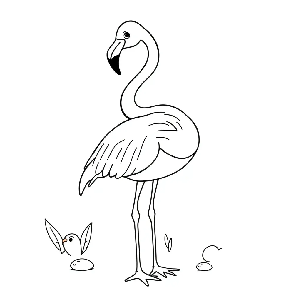 Flamingo Roze Vogel Tropisch Elegant coloring page for children