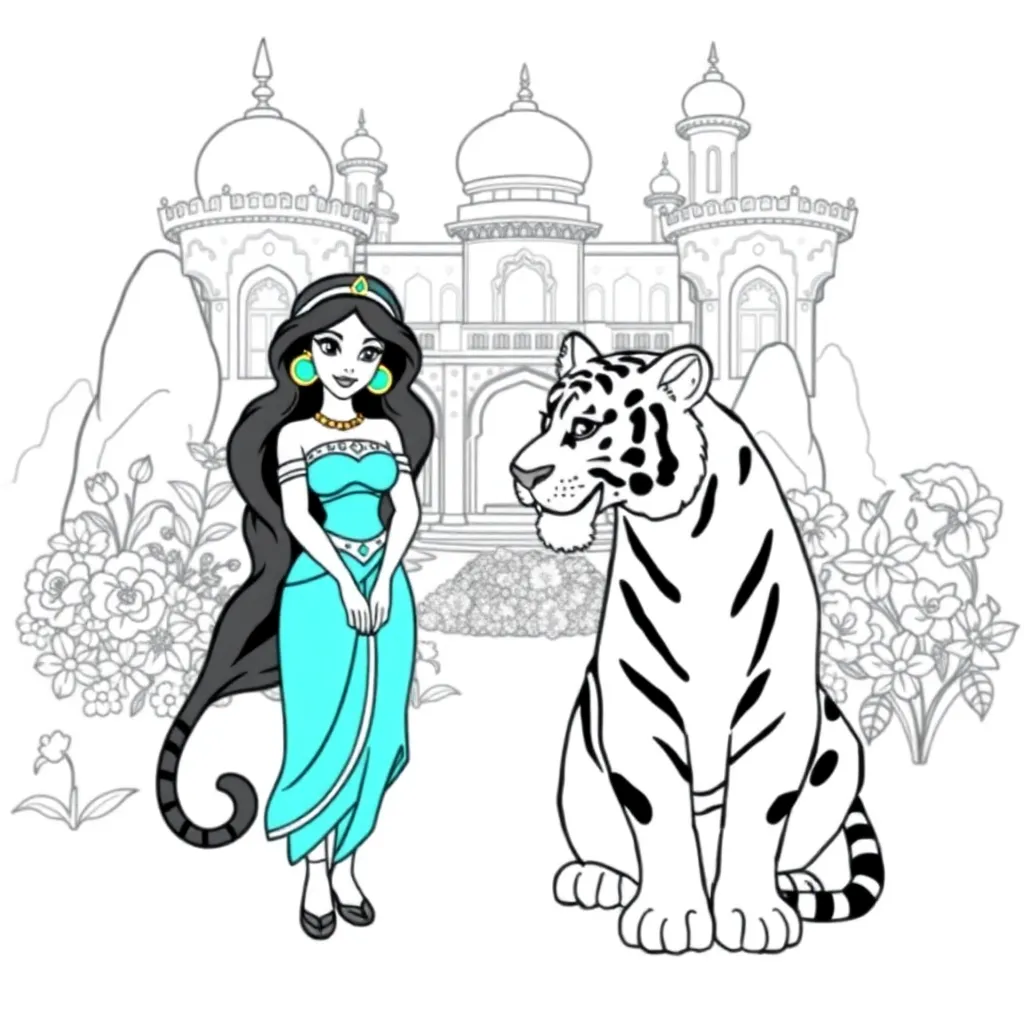 Prinses Jasmine Disney Arabisch Aladdin coloring page for children
