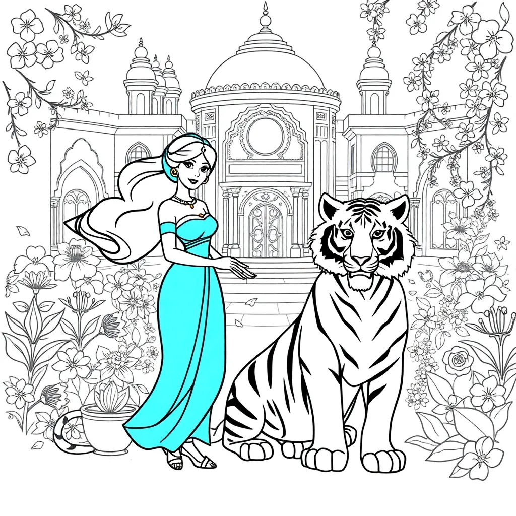 Prinses Jasmine Disney Aladdin Oosters coloring page for children