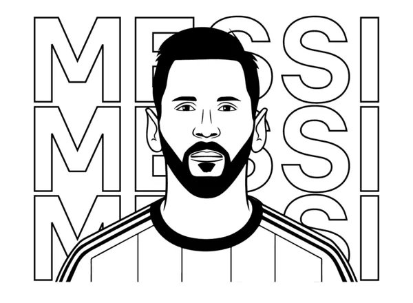 Lionel Messi Posing in front of Text coloring page for children