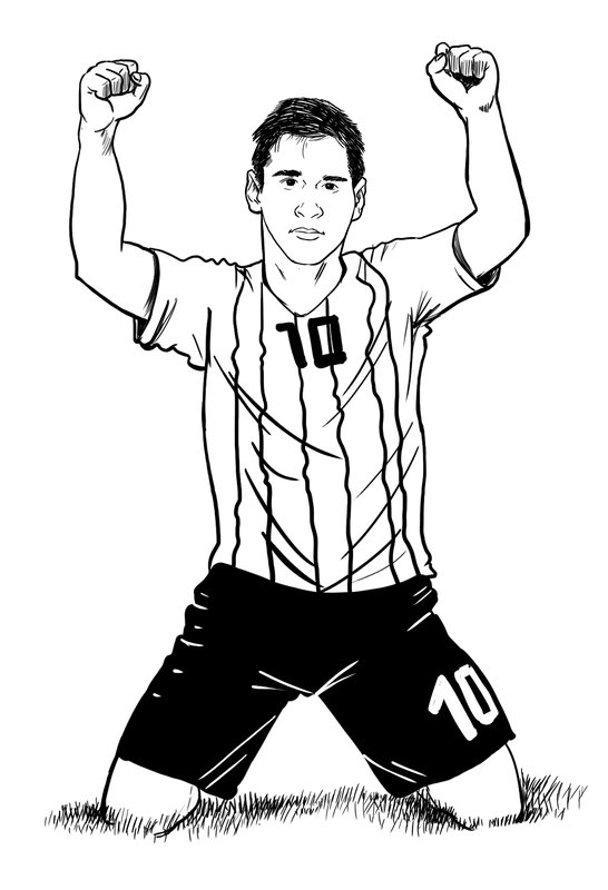Lionel Messi Celebrating For Argentina coloring page for children
