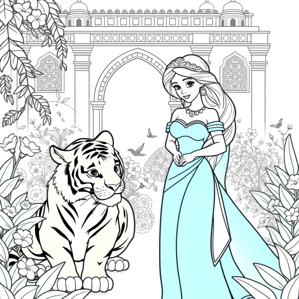 Prinses Jasmine Disney Arabische Nachten Animatie coloring page for children