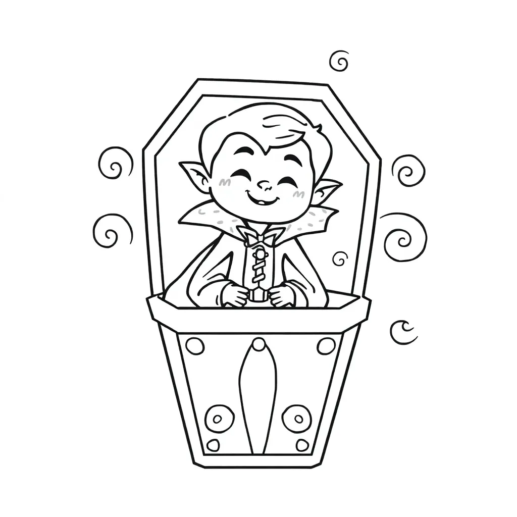 Halloween Vampire Doodskist Grappig Kostuum Speelse Patronen coloring page for children