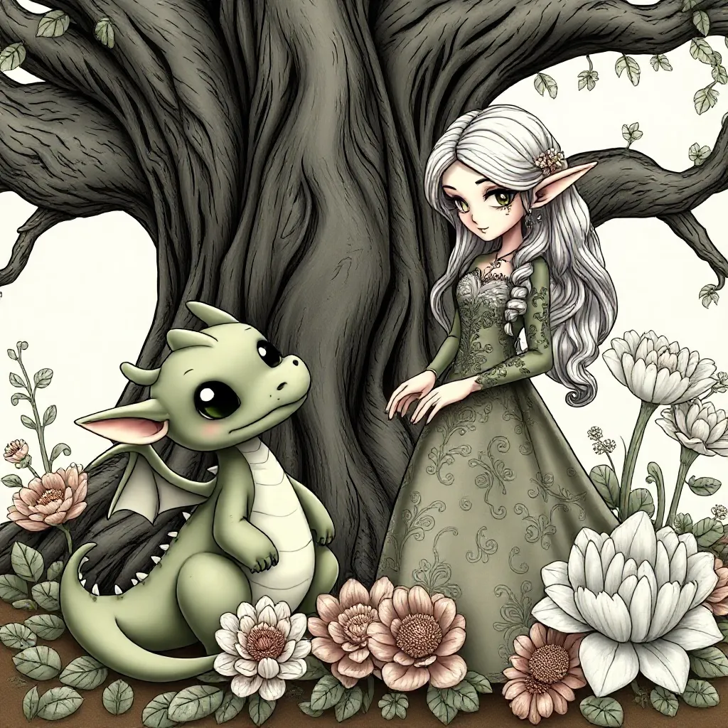 Plantilla de colorear Gratis plantilla de colorear dragón adorable y hada Anne Stokes  Plantilla de colorear