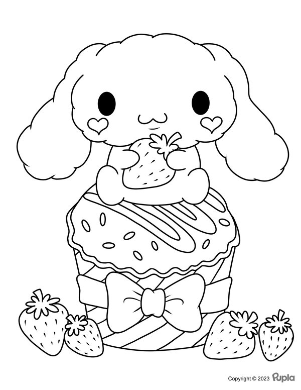 cinnamoroll, comiendo, una, fresa - TikTok meme kleurplaat