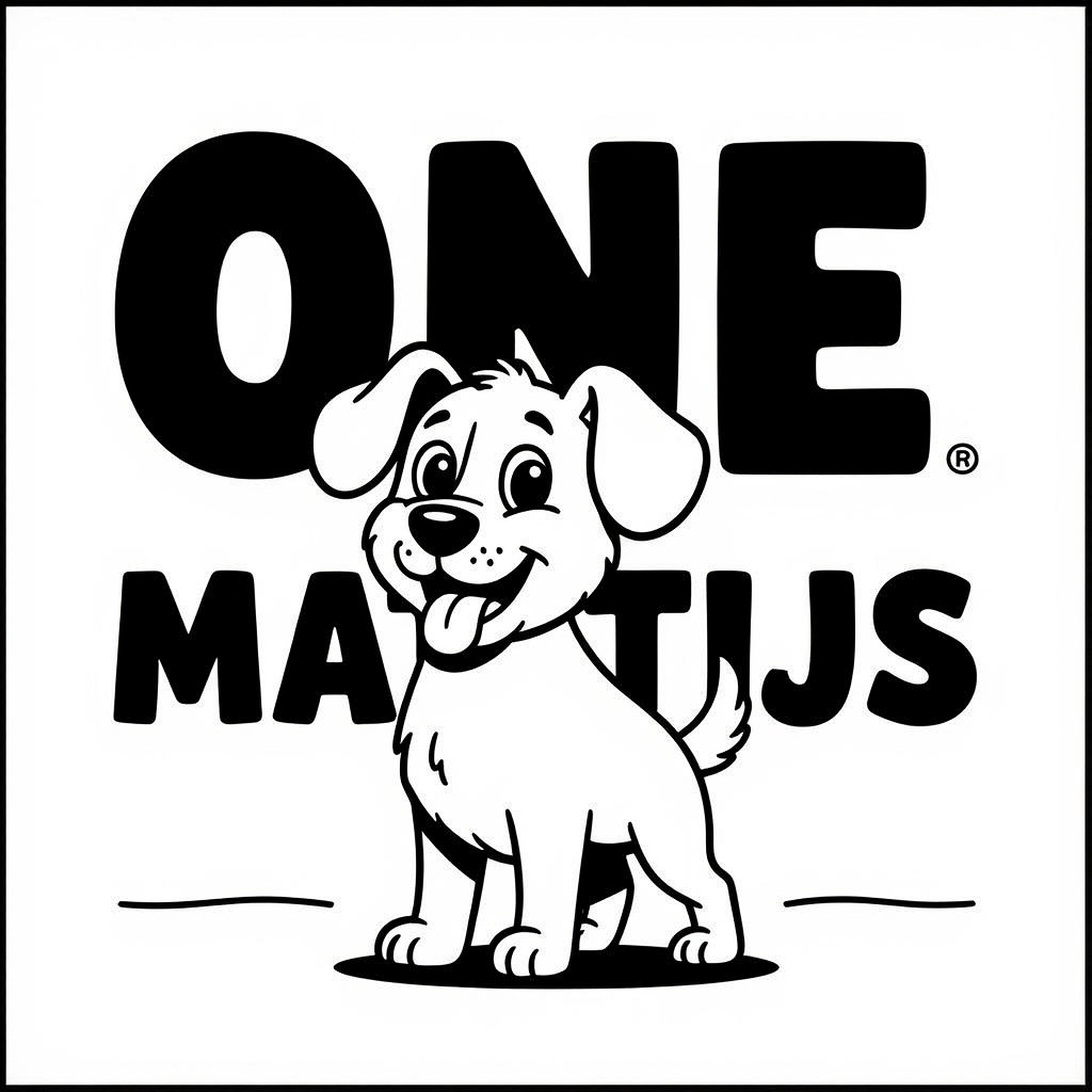 Kleurplaat: hond met tekst 'MATTHIJS'