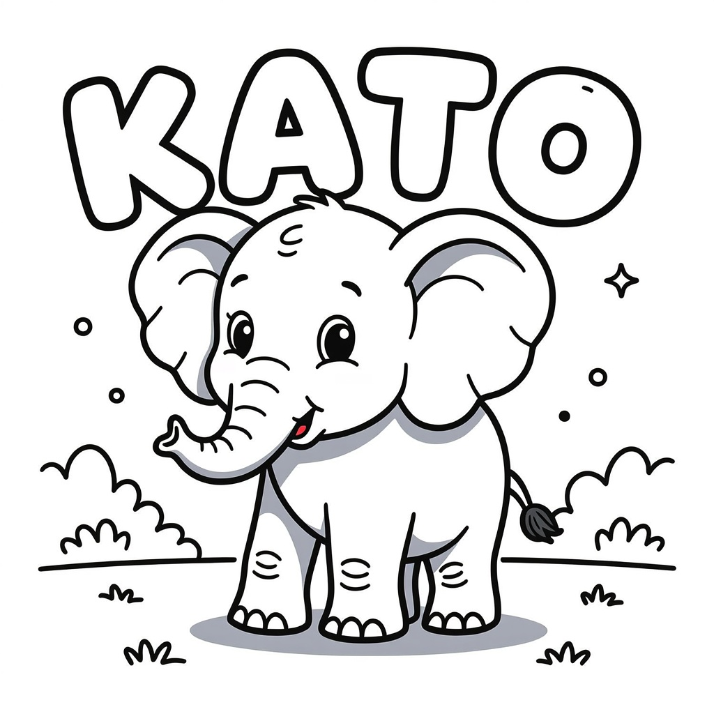 Kleurplaat: Dieren met tekst 'KATO'