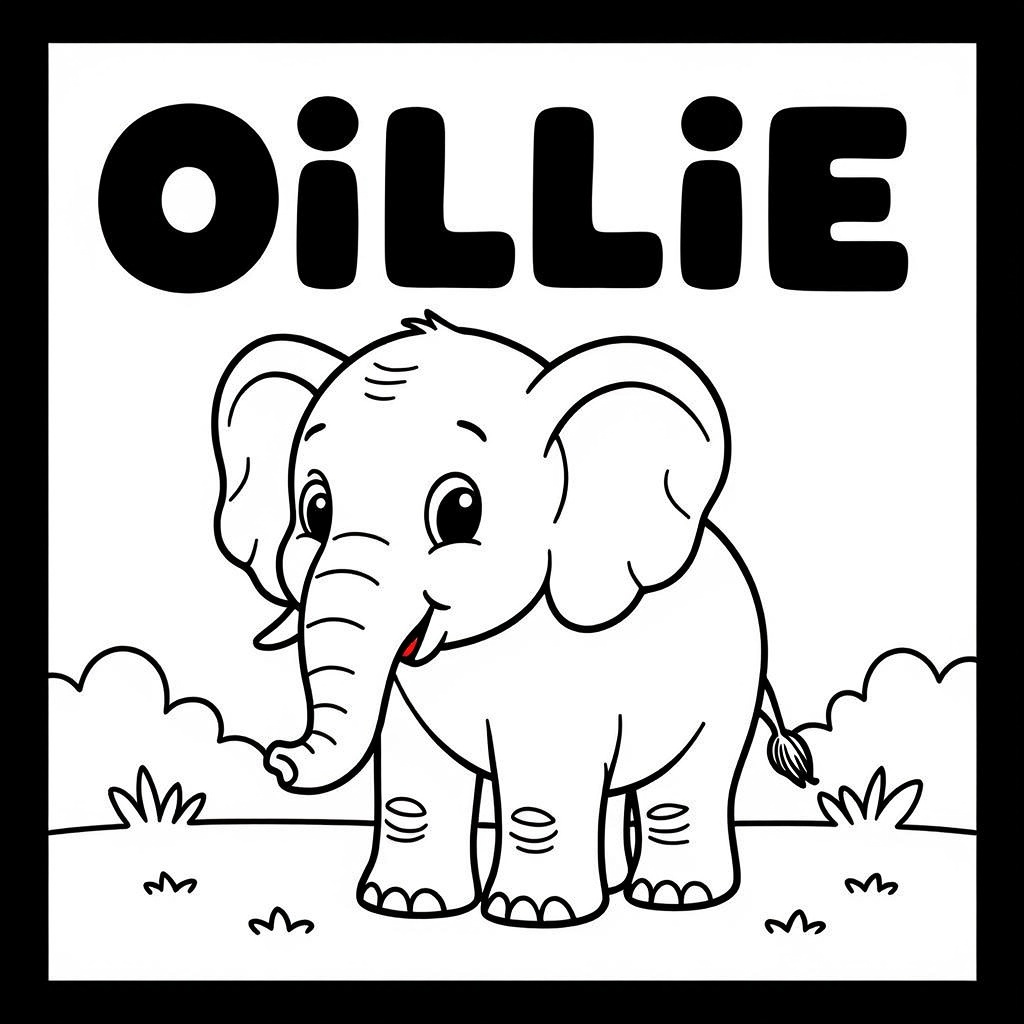 Kleurplaat: Dieren met tekst 'BILLIE'