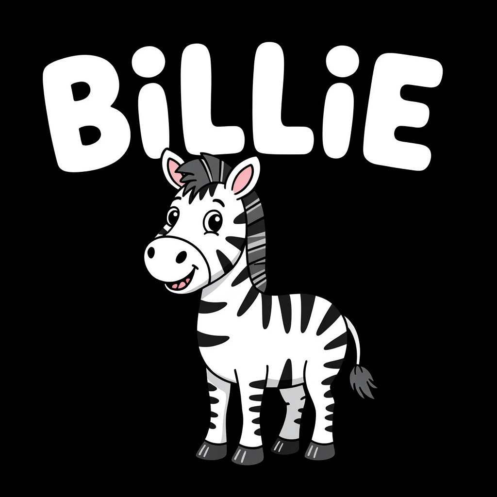 Kleurplaat: ZEBRA met tekst 'BILLIE'