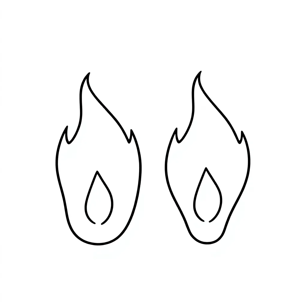 losse vlammen nast elkaar