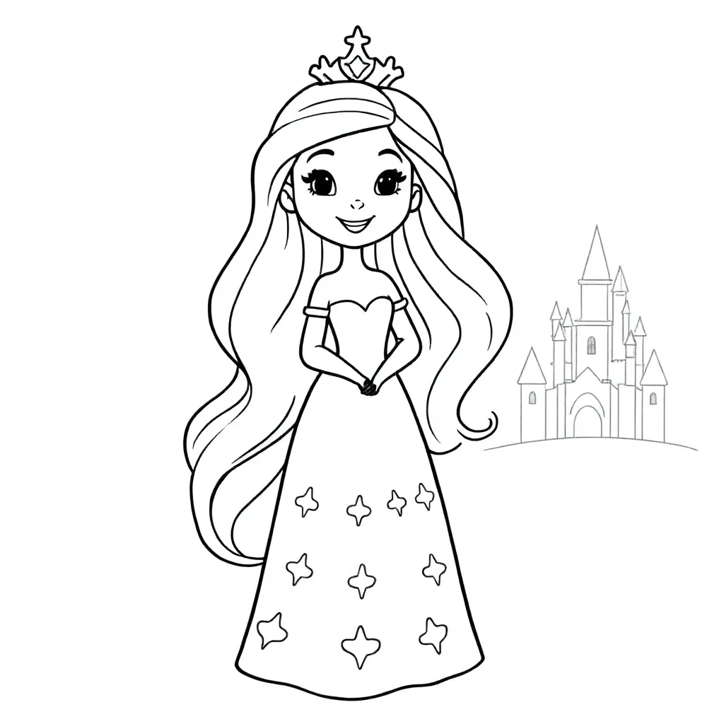 prinsessen met mooi haar en make up