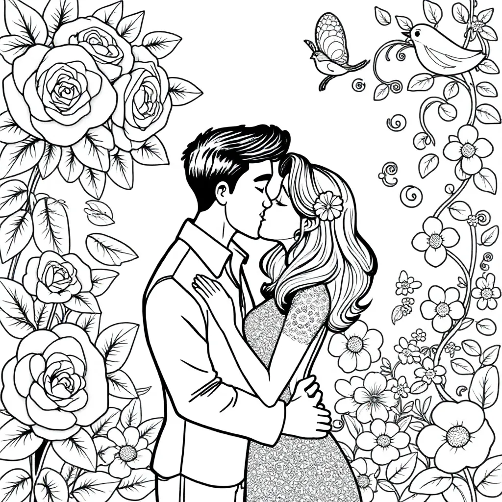 un couple amoureux qui s'embrasse