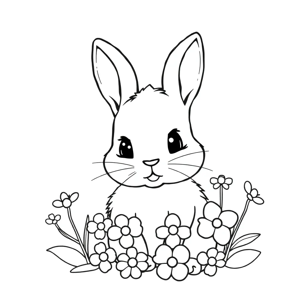 Konijn Bos Natuur Schattig Zacht coloring page for children