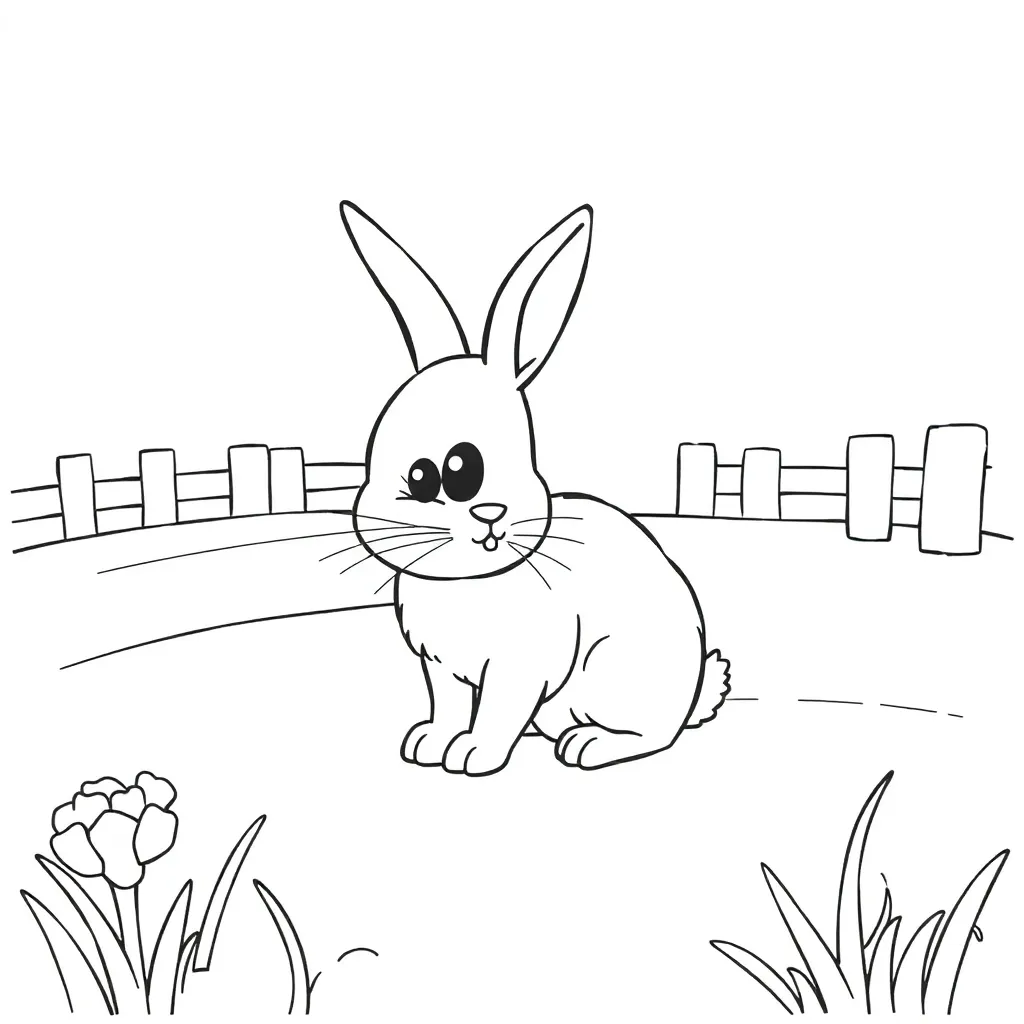 Konijn Natuur Schattig Boerderij Zacht coloring page for children