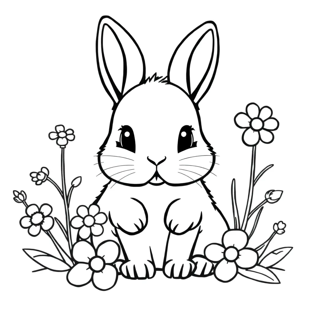 Konijn Natuur Schattig Boerderij Zacht coloring page for children